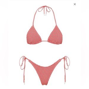 Triangl- VINCA - PRON RED GINGHAM TRIANGLE BIKINI SET